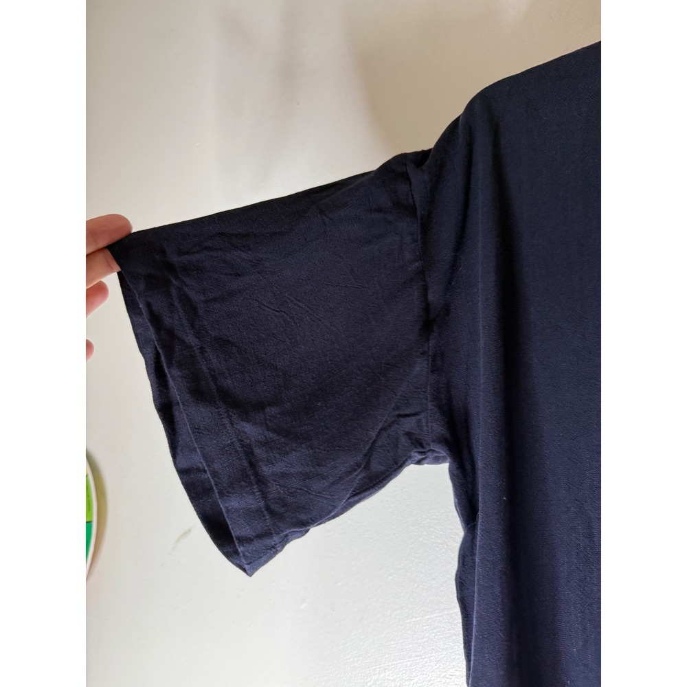 Baltic Born Navy Blue V-Neck Linen Blend Short Sleeve Top Large NWT MST7938-BB - Picture 3 of 5